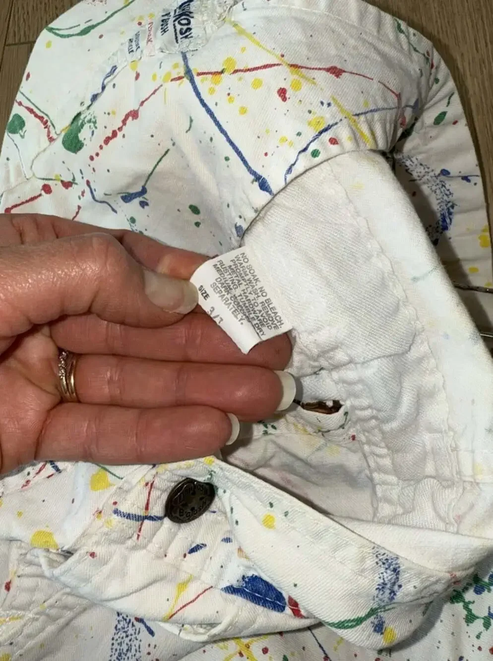 Vintage Oshkosh Overalls 3t 3 Years Bibs White Splatter Paint 1990s Denim Cotton